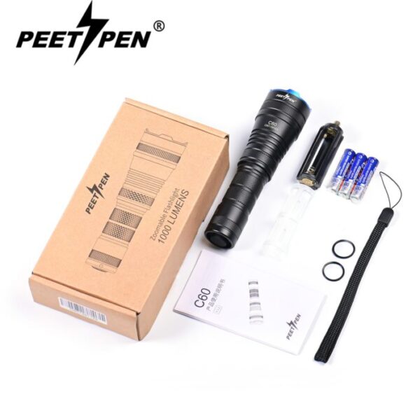 Buy Best 0.26 Km Peetpen C60 Usb Rechargeable Led Flashlighttorch 1000Lumens Ipx6 Waterproof 1 Year Warranty Products Price In Kenya Lumen Vault Products Price In Kenya Lumen Vault 1,000 Lumens Osram P8 Led 260 Meters Beam 4 Light Modes: High/Low/Strobe/Sos 3 Aaa Batteries(Non-Rechargeable). No Rechargeable Battery Included. Please Buy It Separately From Our Shop. Ipx6 Waterproof( Can Be Used In Places Where There Is A Risk Of Being Wet By Splashing Water, But Not Under The Shower.) Warranty: 1-Year