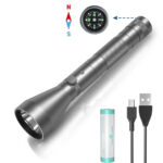 0.3Km PEETPEN L40- Osram Led USB rechargeable Flashlight/torch. 900 Lumens, IPX67 Waterproof, 18650 Battery Included