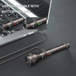 120m PEETPEN L9 – USB Rechargeable Osram LED Flashlight Pocket Torch 4 Modes 500 Lumens 10440 Battery IPX4 Waterproof