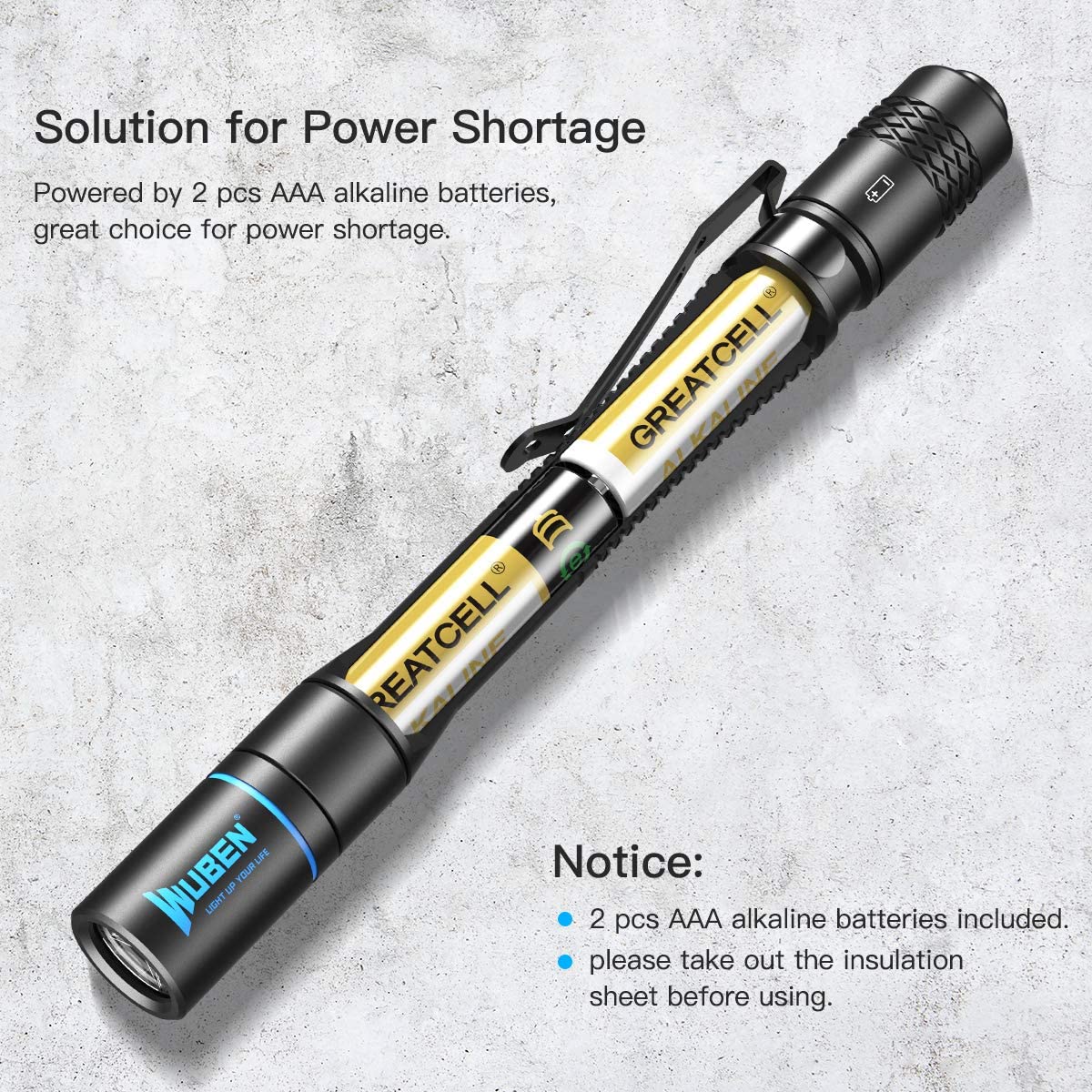 200lumens WUBEN E19 LED Pen Light High CRI Waterproof Flashlight