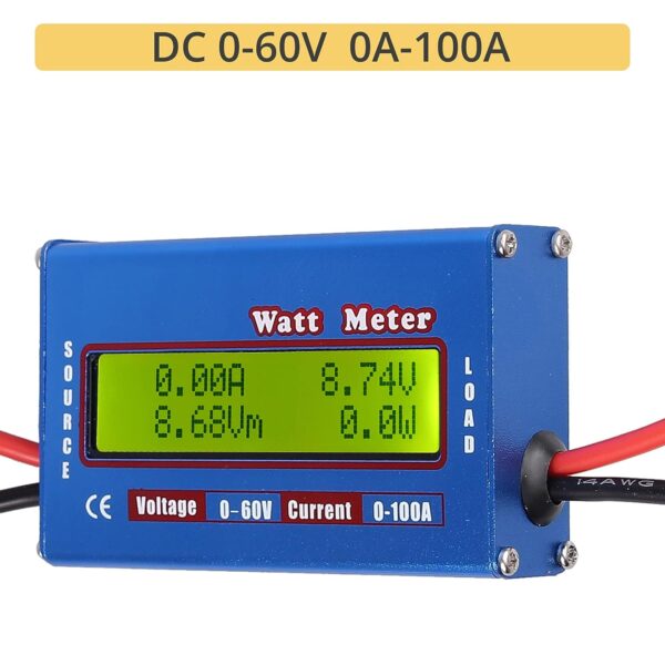 Dc 60V 100A Solar Battery Power Analyzer Watt And Voltage Meter Kenya 10 All In One: This Is An Electricity Meter That Integrates An Energy Meter, Voltmeter And Ammeter, Used To Analyze, Test And Troubleshoot Of Dc Power Projects.Wide Voltage Range: The Rc Watt Meter Has A Wide Voltage Measurement Range Of 0 To 60V, Suitable For 12, 24, 36 And 48V Battery Pack Systems.Low Resistance: Our Power Analyzer Adopts Precision Aluminum Current Sensing Resistor, The Resistance Is Only 0.001Ohms, And The Circuit Consumption Is Only 7MahDigital Lcd Screen: The Volt Amp Watt Tester Is Equipped With A Digital Lcd Screen, The Digital Reading Is Clear, Institutionalized, And Easy To OperateWide Application: This Solar Voltage Meter Meter Can Be Widely Used For Your Rc Hobby, Dc Circuit, Solar System, Boat, Rv And Battery Backup Systems. Measures 0 To 60 Volts. Works On 12, 24, 36, And 48-Volt Battery Bank Systems.Precision Alu-Chrom Current Sensing Resistor, With Only 0.001 Ohms Resistance And Circuitry That Draws Only 7 Ma.This Is The All-In-One Meter: A Power Meter, A Volt Meter, An Amp-Hour Meter, An Ammeter And An Energy Meter. Digital Lcd Screen Gives Clear Crisp Number Readings.Perfect Troubleshooting Tool: It'S Indispensable For Analyzing, Testing And Troubleshooting Any Diy Dc Power Project.Professional Rc Watt Meter Is An Excellent Addition To Your Rc Hobby, Dc Circuits, Solar System, Boat/Rv &Amp; Battery Backup Systems!